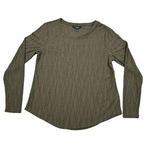 Simply Vera New Olive Green Long Sleeve Textured Top Size L